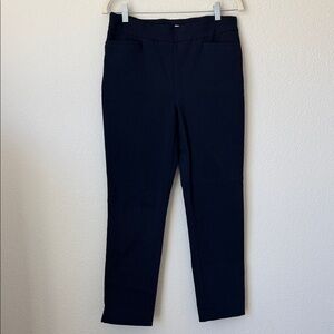 Chicos Ponte Knit Ankle Pants Navy Straight Pull On Size 0.5 6
